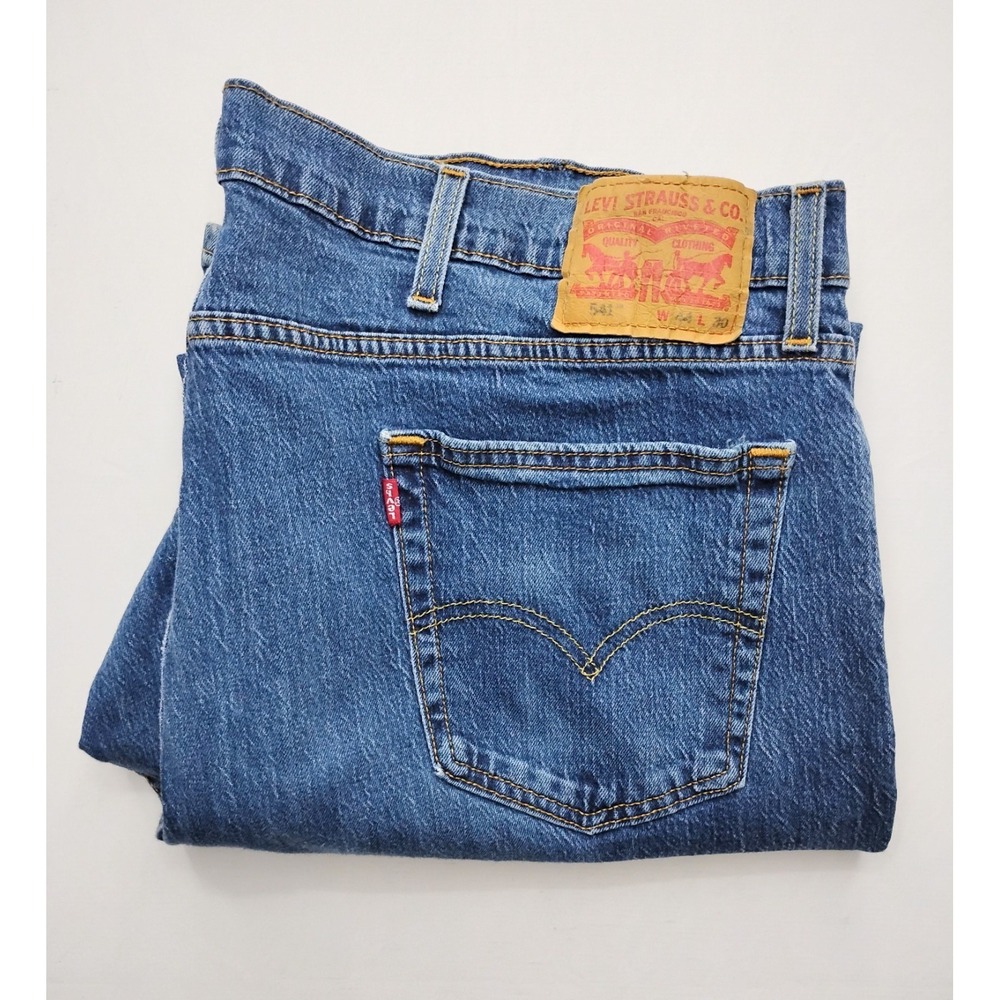 Levis 541 Jeans Men 44x30 Blue Athletic Taper Medium Wash Stretch - Picture 14 of 14